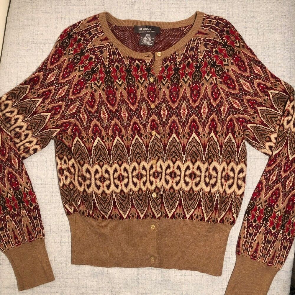 George Me by Mark Eisen Button Front Cordigan Sweater Long Sleeve Wm's Med 8-10